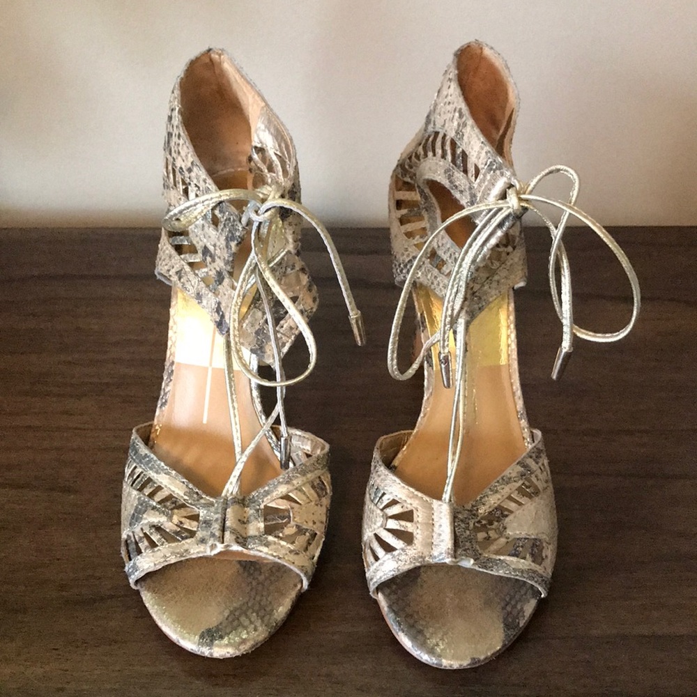 Dolce Vita Gold Lace Up Sandals